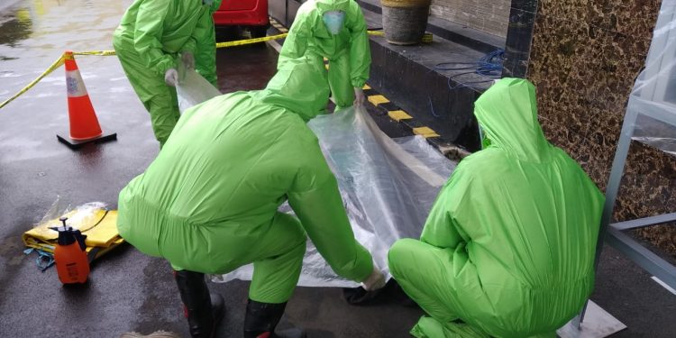 Antisipasi Penanganan Jenazah Pasien Covid-19, Polresta Cirebon Gelar Simulasi