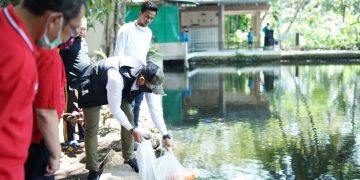 Wabup Tebar Bibit Ikan Koi di Desa Ragawacana