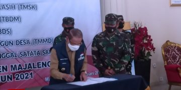 Pemkab Majalengka menandatangani Memorandom of Understanding (MoU) dengan TNI di Pendopo Bupati Majalengka, Senin (15/2).