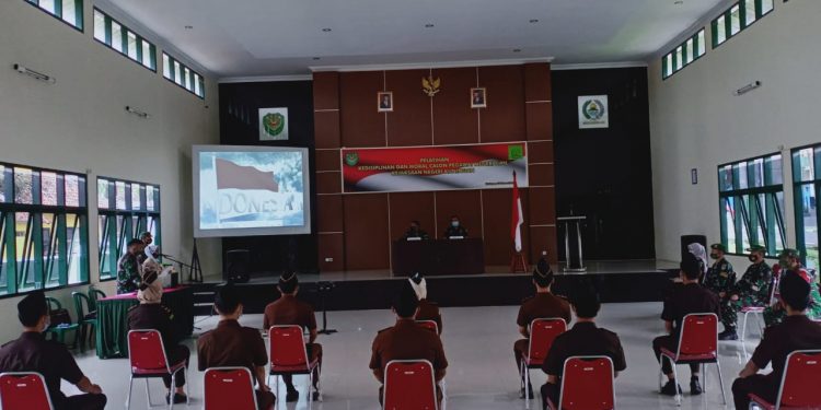 Kodim 0615/Kuningan menggelar Pelatihan Kedisiplinan dan Moral CPNS Kejaksaan Negeri (Kejari) Kuningan di Aula Mashud