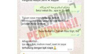 Waspada, Beredar WA Mengatasnamakan Wakil Walikota