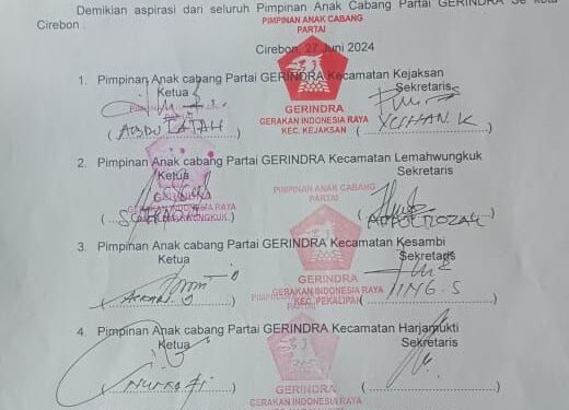 5 PAC Gerindra Kota Cirebon Dukung Furqon Dapatkan Rekomendasi Calon Walikota