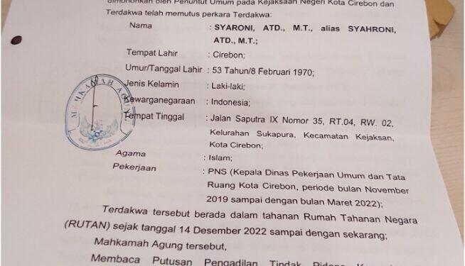 BREAKING NEWS! Mantan Kadis PUTR Syaroni Bisa Segera Bebas