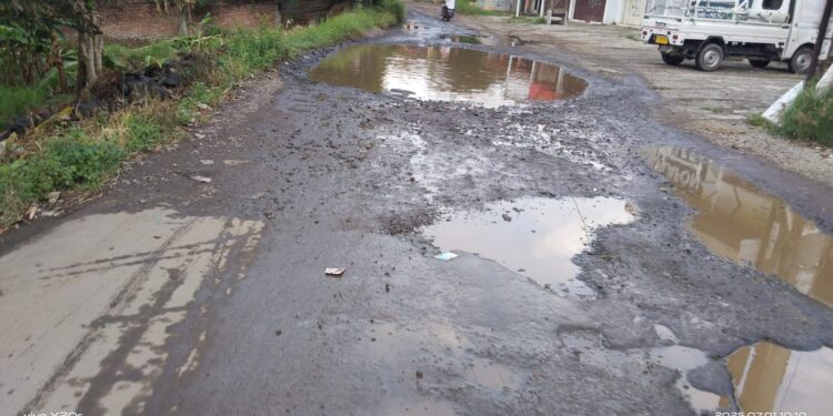 Jalan Poros Sumber – Tengahtani Rusak Parah