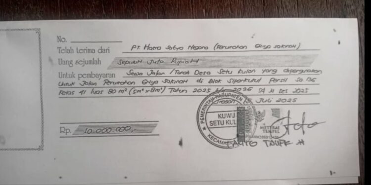 Video Berdurasi 29 Detik Berisi Bukti Pembayaran Sewa Tanah Desa Setu Kulon atas Nama Plt Kuwu Viral di Media Sosial