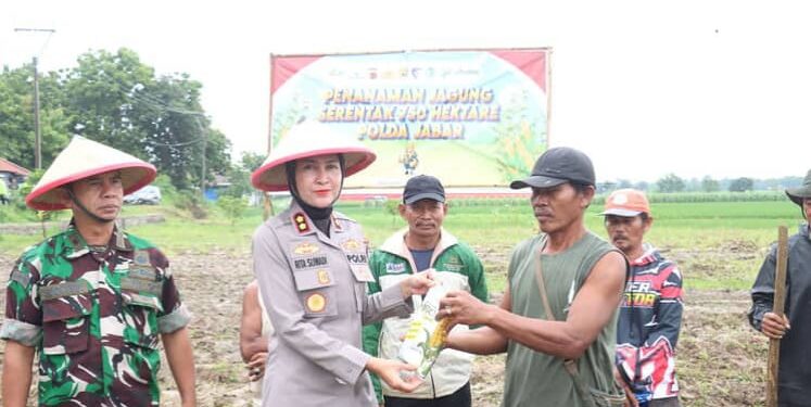 Dukung Ketahanan Pangan Nasional, Kapolres Majalengka Tanam Jagung Bersama Masyarakat Jatiwangi