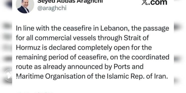 Iran Membuka Selat Hormuz untuk Semua Kapal Komersial