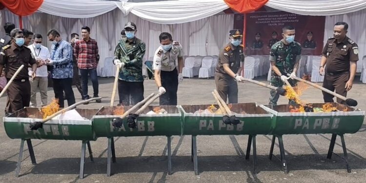 Kejari Indramayu Musnahkan 310,93 gram Sabu dan Ribuan Gram Ganja