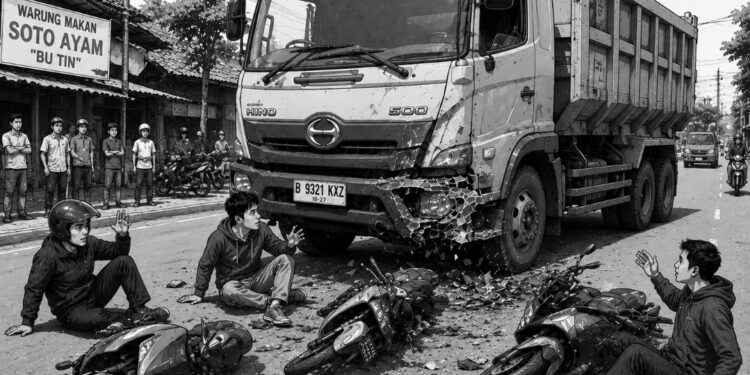 Dump Truck Tabrak Tiga Motor di Sumber, Sejumlah Korban Luka